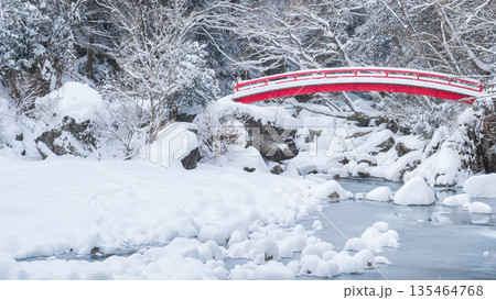 夕森渓谷(冬):もみじ橋 夕森渓谷(冬):もみじ橋 135464768
