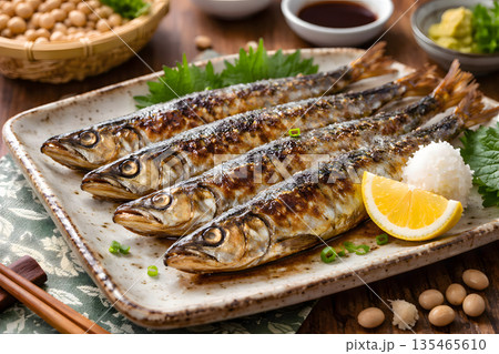 鰯の丸干し焼き 節分の伝統的な和食 135465610