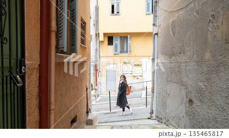 Old town of nice, is a historic district known for its labyrinth of narrow, cobblestone streets, pastel-colored buildings Old town of nice, is a historic district known for its labyrinth of narrow, cobblestone streets, pastel-colored buildings 135465817