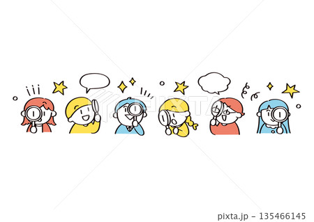 虫眼鏡で見る子供たちのイラスト 虫眼鏡で見る子供たちのイラスト 135466145