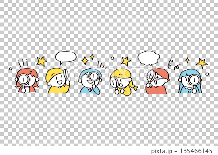 虫眼鏡で見る子供たちのイラスト 虫眼鏡で見る子供たちのイラスト 135466145