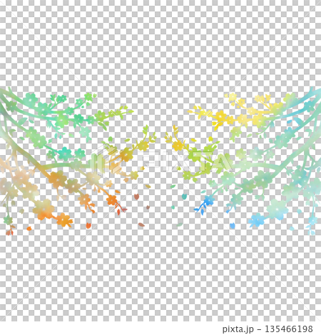綺麗な水彩模様の桜の木のアイコンのイメージのイラスト 綺麗な水彩模様の桜の木のアイコンのイメージのイラスト 135466198