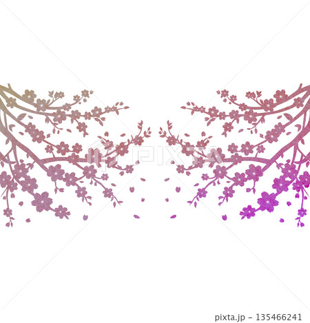 綺麗な水彩模様の桜の木のアイコンのイメージのイラスト 135466241