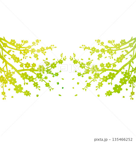 綺麗な水彩模様の桜の木のアイコンのイメージのイラスト 綺麗な水彩模様の桜の木のアイコンのイメージのイラスト 135466252