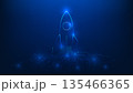 Deep Technology Background with Line Art Rocket Launching from Digital Circuit, Innovation Growth, High Technology and Future Startup Concept 135466365