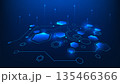 Abstract Technology Background with Connected Hexagonal Geometric Shapes, Digital Network Structure, Modern Innovation Concept for Technology Presentation 135466366