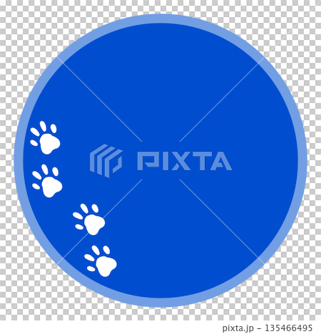 A simple round frame with blue paw prints 135466495