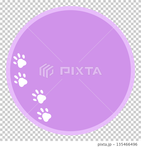 A simple round frame with purple paw prints 135466496