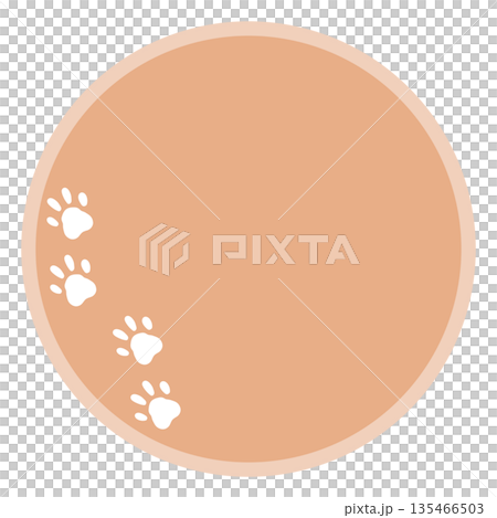 A simple round frame with pale orange paw prints A simple round frame with pale orange paw prints 135466503