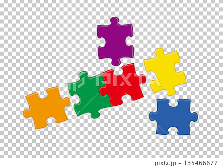 彩虹色拼圖插圖 彩虹色拼圖插圖 135466677