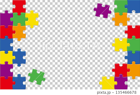 Rainbow colored jigsaw puzzle background with text space Rainbow colored jigsaw puzzle background with text space 135466678