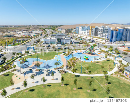 Aerial view of community playground in south San Diego, Chula Vista 135467308