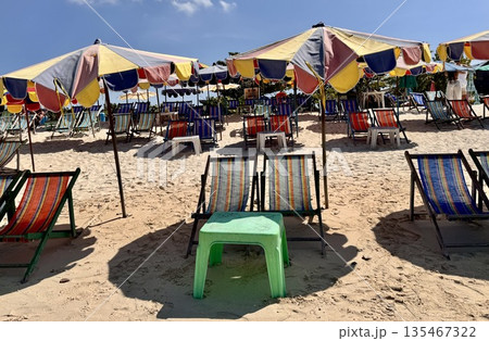 Thailand Phi Phi free sun beds on the beach 135467322