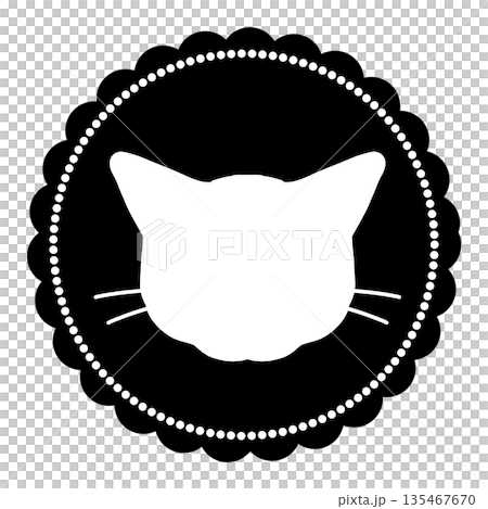 A black cat face silhouette icon. A black cat face silhouette icon. 135467670