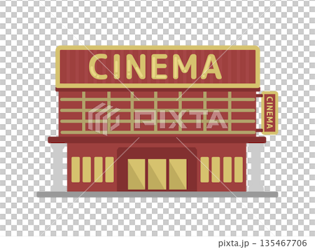 經典彩色電影院外觀插圖 135467706