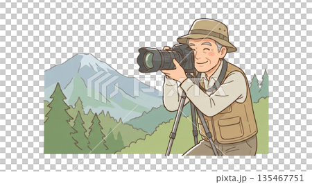 一名男子正在用單眼相機拍攝風景照 135467751