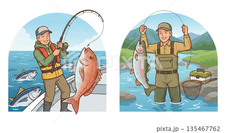 釣り(海釣り・川釣り)で大物を釣る 釣り(海釣り・川釣り)で大物を釣る 135467762