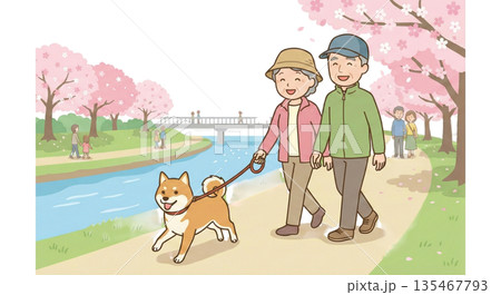 ペット（犬）の散歩 135467793