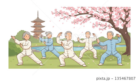 太極拳をするグループ 太極拳をするグループ 135467807