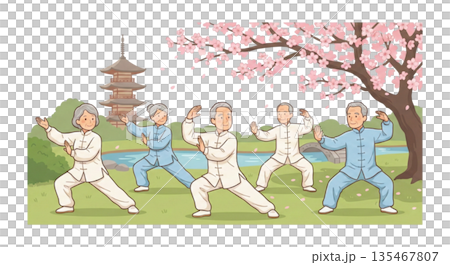 太極拳をするグループ 太極拳をするグループ 135467807
