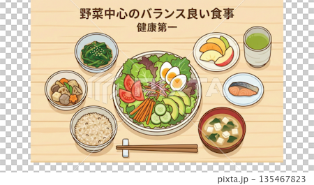 以蔬菜為主的均衡飲食 135467823
