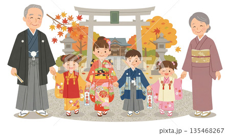 七五三で神社にお参り 135468267