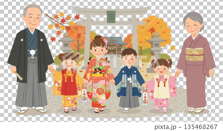 七五三で神社にお参り 135468267