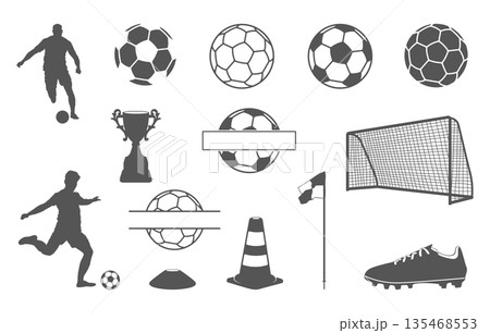 Soccer silhouette collection, Soccer sports bundle, Soccer icons & silhouettes bundle, Football player, ball, goal post & equipment, logo, Football svg bundle, Football bundle. 135468553