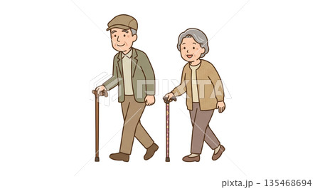 杖をついて歩く 杖をついて歩く 135468694