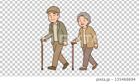 杖をついて歩く 杖をついて歩く 135468694