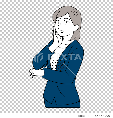 Illustration of a thoughtful female business person 135468990