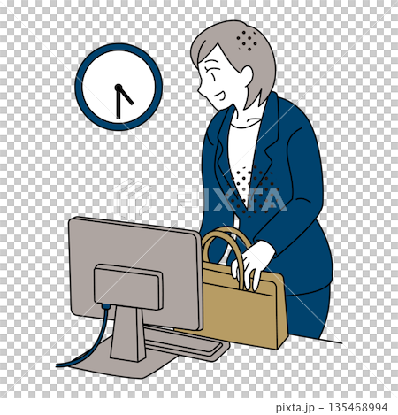 圖：一位女商務人士按時完成工作回家 135468994