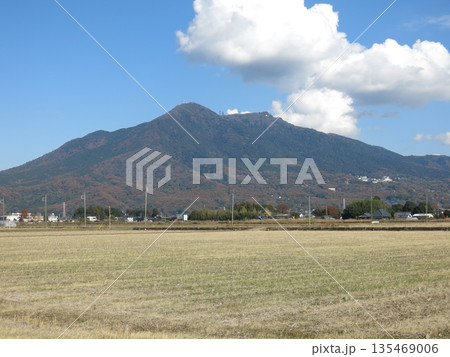 つくば市池田の田園地帯から見た晩秋の筑波山 135469006