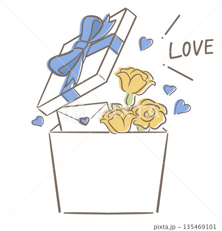 ホワイトデー プレゼントボックス 水色 リボン LOVE ホワイトデー プレゼントボックス 水色 リボン LOVE 135469101