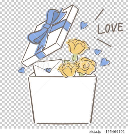 ホワイトデー プレゼントボックス 水色 リボン LOVE ホワイトデー プレゼントボックス 水色 リボン LOVE 135469101