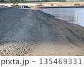 東京　有明親水海浜公園に新たに建設中の砂浜 135469331