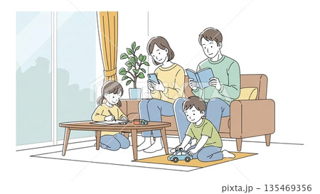 それぞれの時間を過ごす、穏やかな家族の日常 135469356