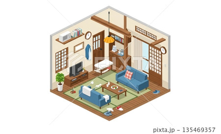 生活感あふれる、日本のLDK空間 135469357