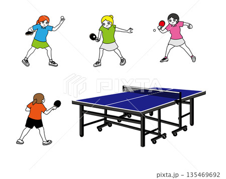 卓球女子イラスト 135469692