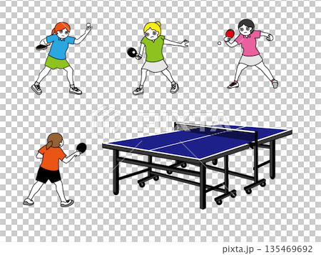 卓球女子イラスト 135469692