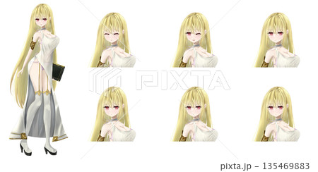 綺麗な召喚士の女性キャラクター全身・表情差分立ち絵イラスト素材 綺麗な召喚士の女性キャラクター全身・表情差分立ち絵イラスト素材 135469883
