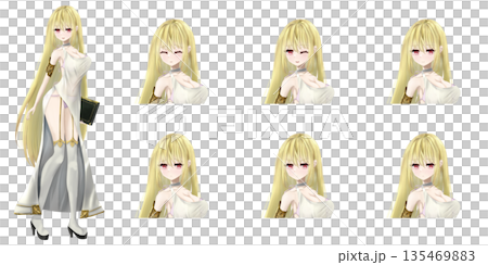 美麗的女性召喚師角色，全身及臉部表情差異插圖 135469883