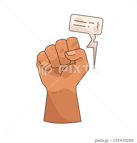 illustration of raised fist illustration of raised fist 135470209