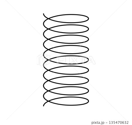 Spiral spring. Metal wire coil spring icon. Thin zigzag waves symbol. Flexible coil shape. Loop line pattern. Vector illustration isolated on white background Spiral spring. Metal wire coil spring icon. Thin zigzag waves symbol. Flexible coil shape. Loop line pattern. Vector illustration isolated on white background 135470632