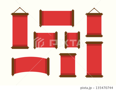 Chinese Scroll Banner Vector Set Chinese Scroll Banner Vector Set 135470744