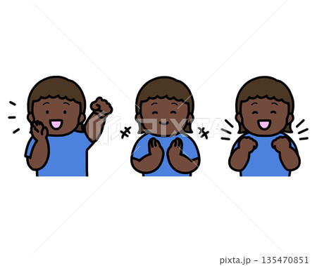 応援する・拍手する・喜ぶ 子供の感情表現 3点セット 135470851