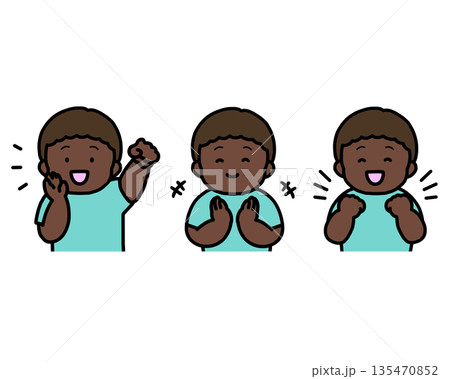応援する・拍手する・喜ぶ 子供の感情表現 3点セット 135470852