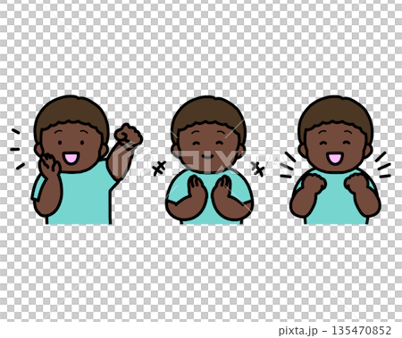 応援する・拍手する・喜ぶ 子供の感情表現 3点セット 135470852