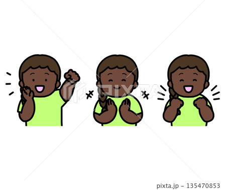 応援する・拍手する・喜ぶ 子供の感情表現 3点セット 135470853