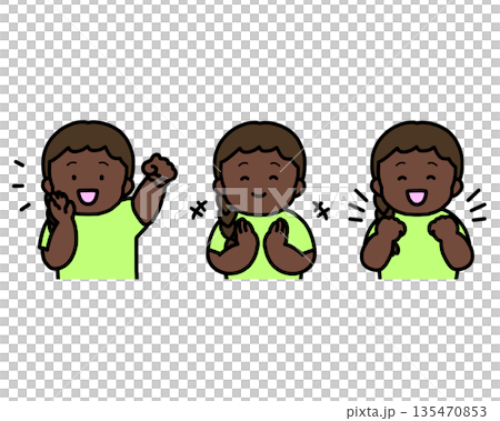 応援する・拍手する・喜ぶ 子供の感情表現 3点セット 135470853